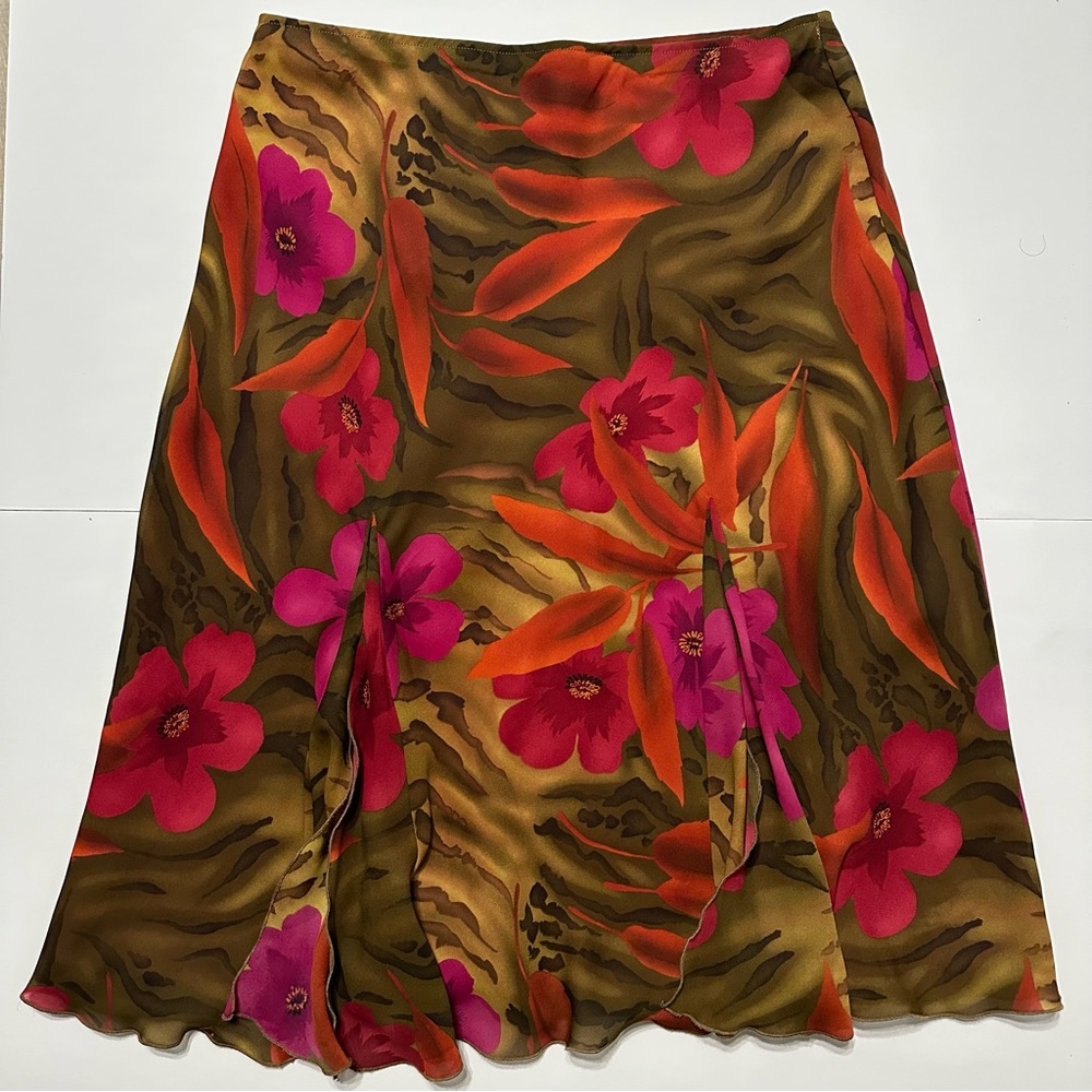 Y2K Versailles Tropical Floral Mesh Midi Skirt - Fairycore Women’s Size L